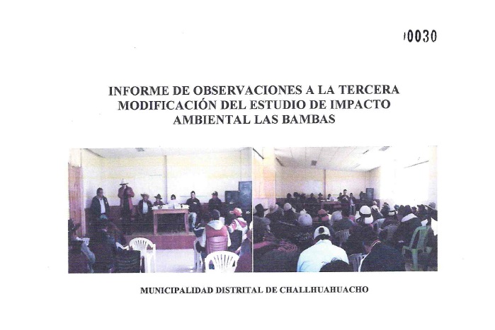 Documento de la tercera modificatoria del Estudio de Impacto Ambiental Las Bambas